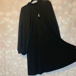 Slit front dress with sheer sleeves